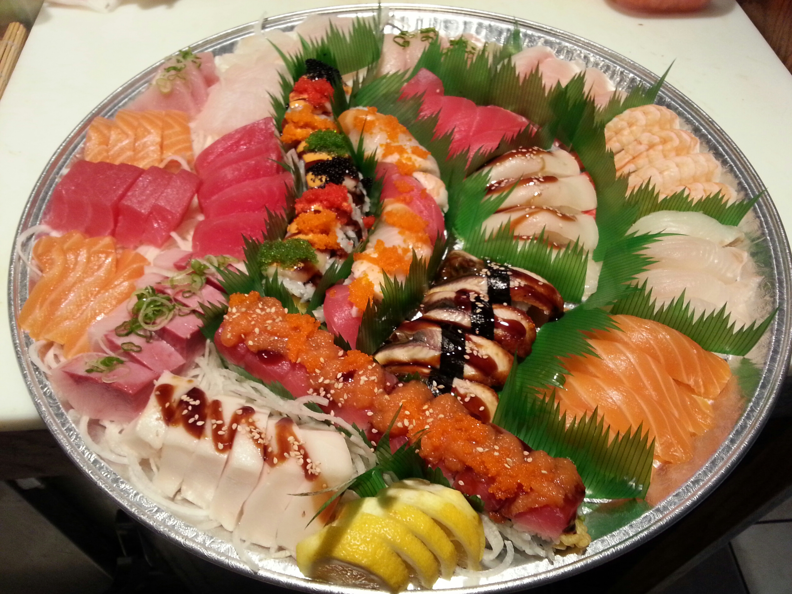Order P7. Sushi Sashimi Combo Large Platter food online from Osaka Sushi store, Little Falls on bringmethat.com
