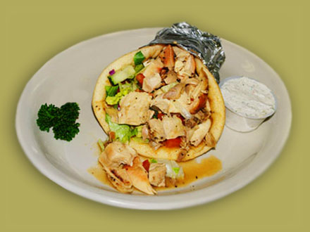 Order Chicken Pita Sandwich food online from Troy Greek Restaurant store, San Diego on bringmethat.com
