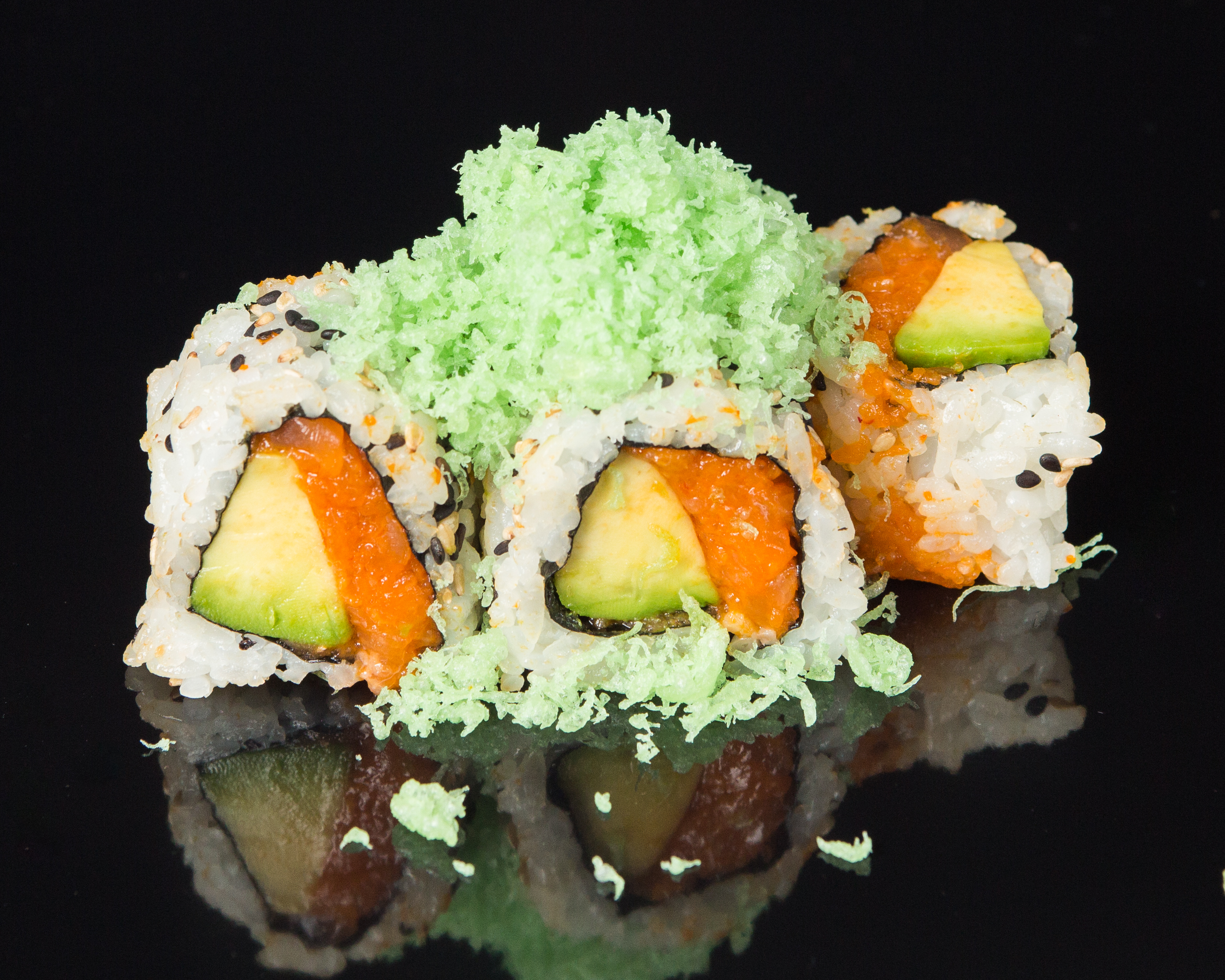 Order 4 Pieces Spicy Salmon Roll food online from Sushi Sakura Express store, Houston on bringmethat.com