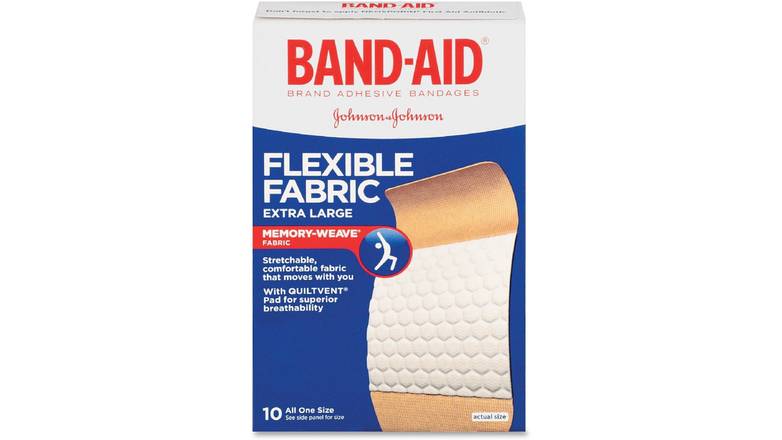 Order Band-Aid Flexible Fabric Bandages, Extra Large 10 Ea food online from Aldan Sunoco store, Aldan on bringmethat.com