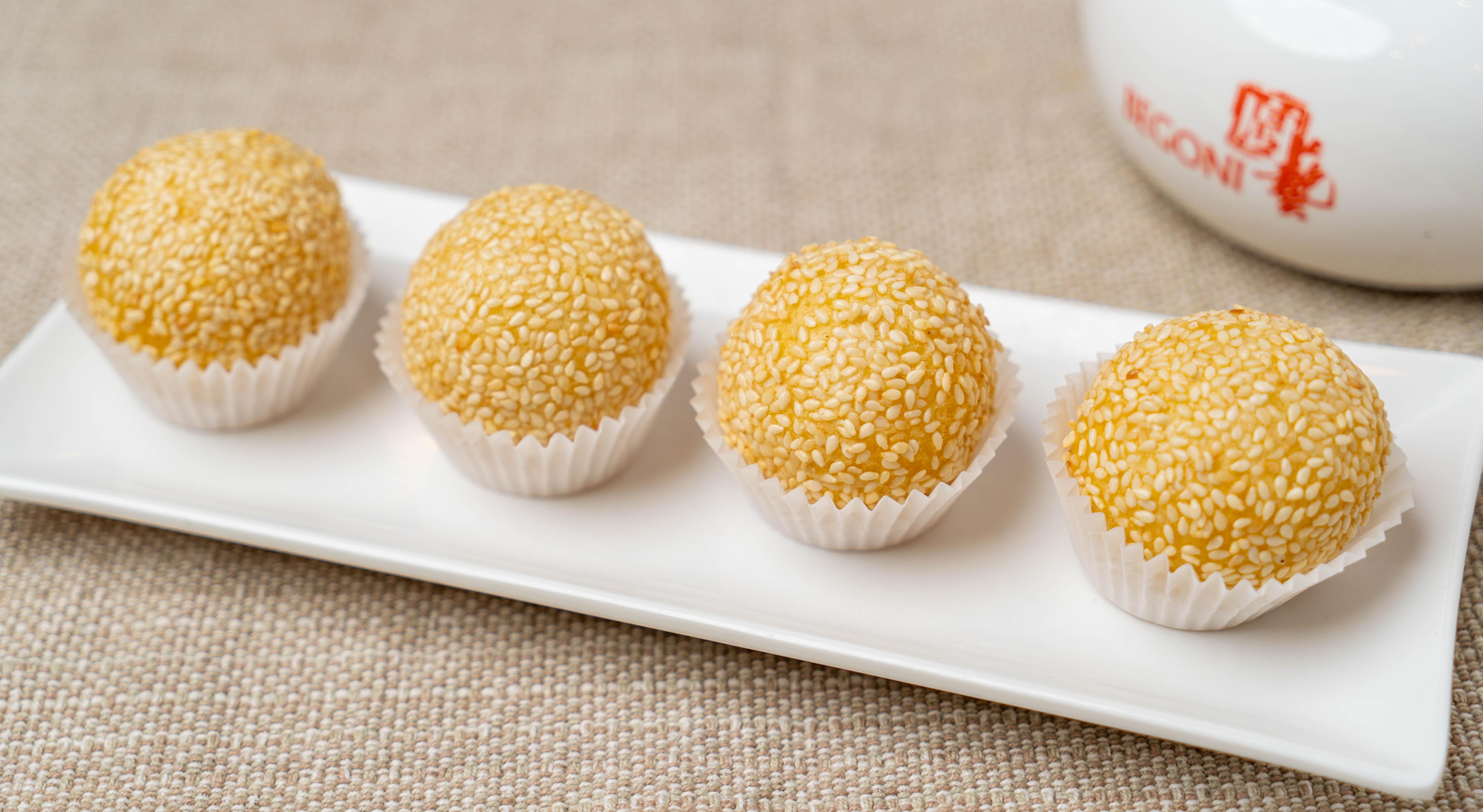 Order ST4. Fried Sesame Ball with Lotus Paste (4) food online from Begoni Bistro store, San Francisco on bringmethat.com