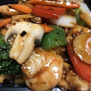 Order 122. Chicken & Shrimp Hunan Style 湖南几虾 food online from Moon Wok store, Lenexa on bringmethat.com