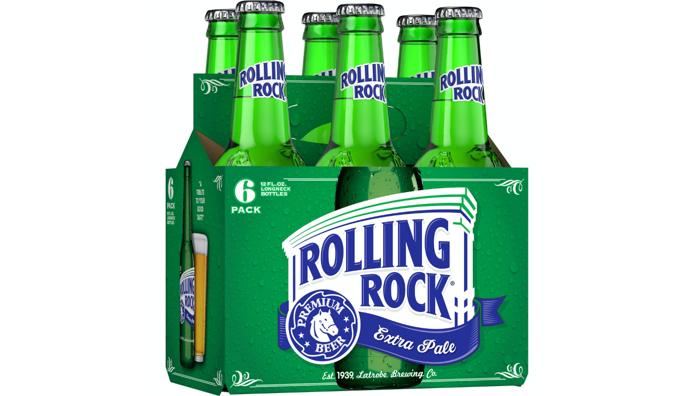 Order Rolling Rock 6 Pack 12 oz Bottles food online from Liquor Palace store, Burbank on bringmethat.com