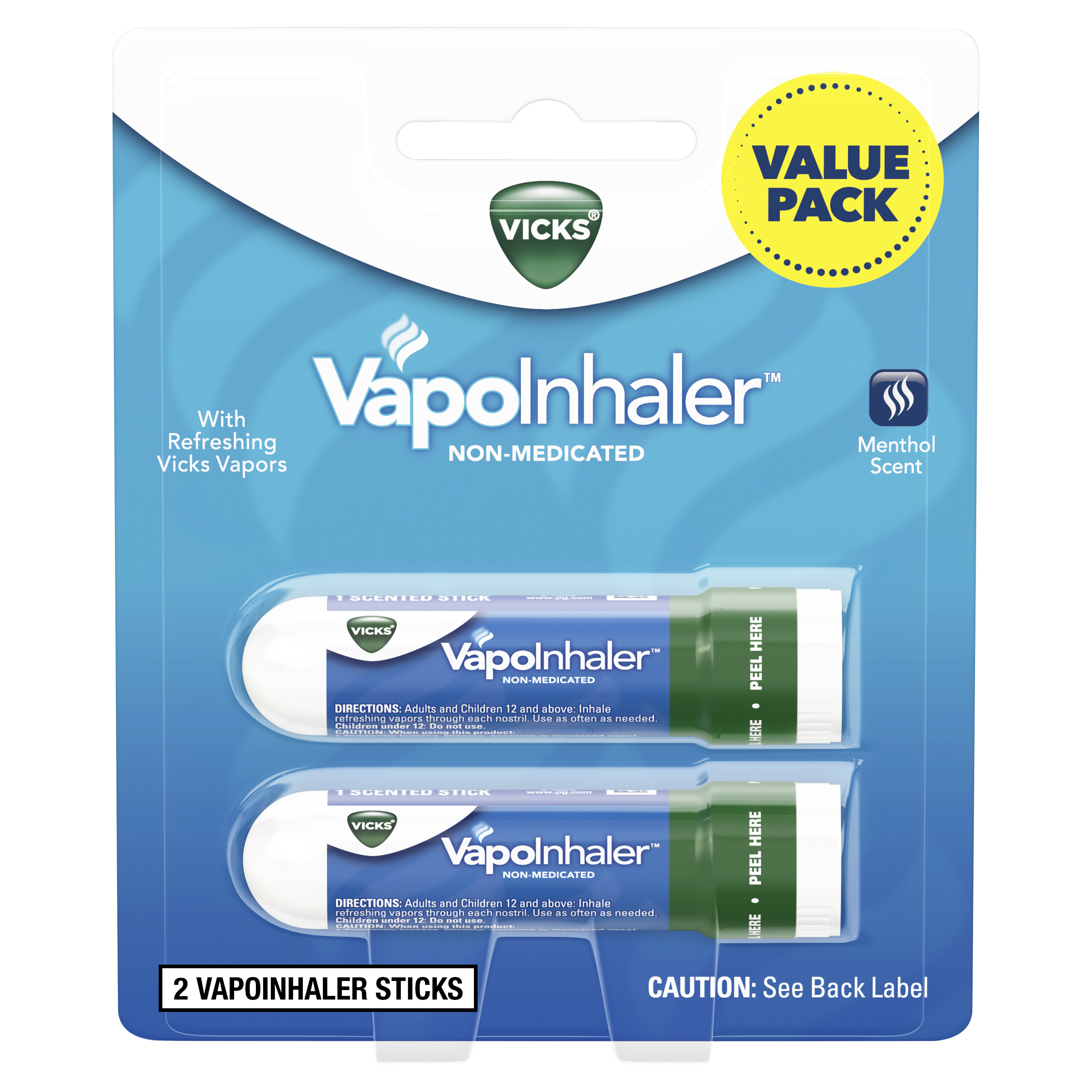 Order Vicks VapoInhaler Portable Non-Medicated Nasal Inhaler, Menthol - 2 ct food online from Rite Aid store, SUFFOLK on bringmethat.com