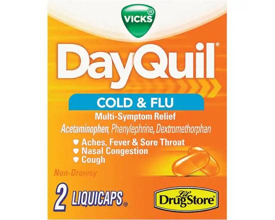 Order Dayquil Cold & Flu 4 pc food online from Chevron Extramile store, Granada Hills on bringmethat.com