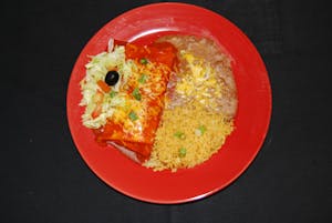 Order D. Bean Burro Enchilada Style food online from Manuels Mexican Restaurant and Cantina store, Phoenix on bringmethat.com