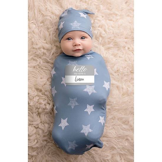 Order Itzy Ritzy® 2-Piece Stars Swaddle Cocoon and Hat Set in Blue food online from Bed Bath & Beyond store, Lancaster on bringmethat.com