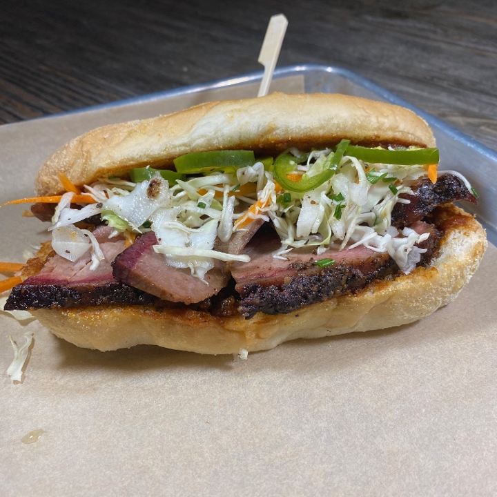 Order Brisket Sliced Sandwich food online from Maple Landing store, Dallas on bringmethat.com