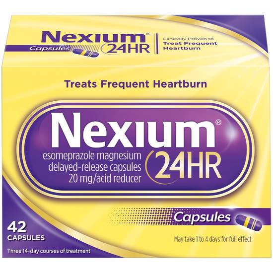 Order Nexium 24-Hour Heartburn Relief Capsules Delayed Release 20 mg (42 ct) food online from Rite Aid store, DUBOIS on bringmethat.com