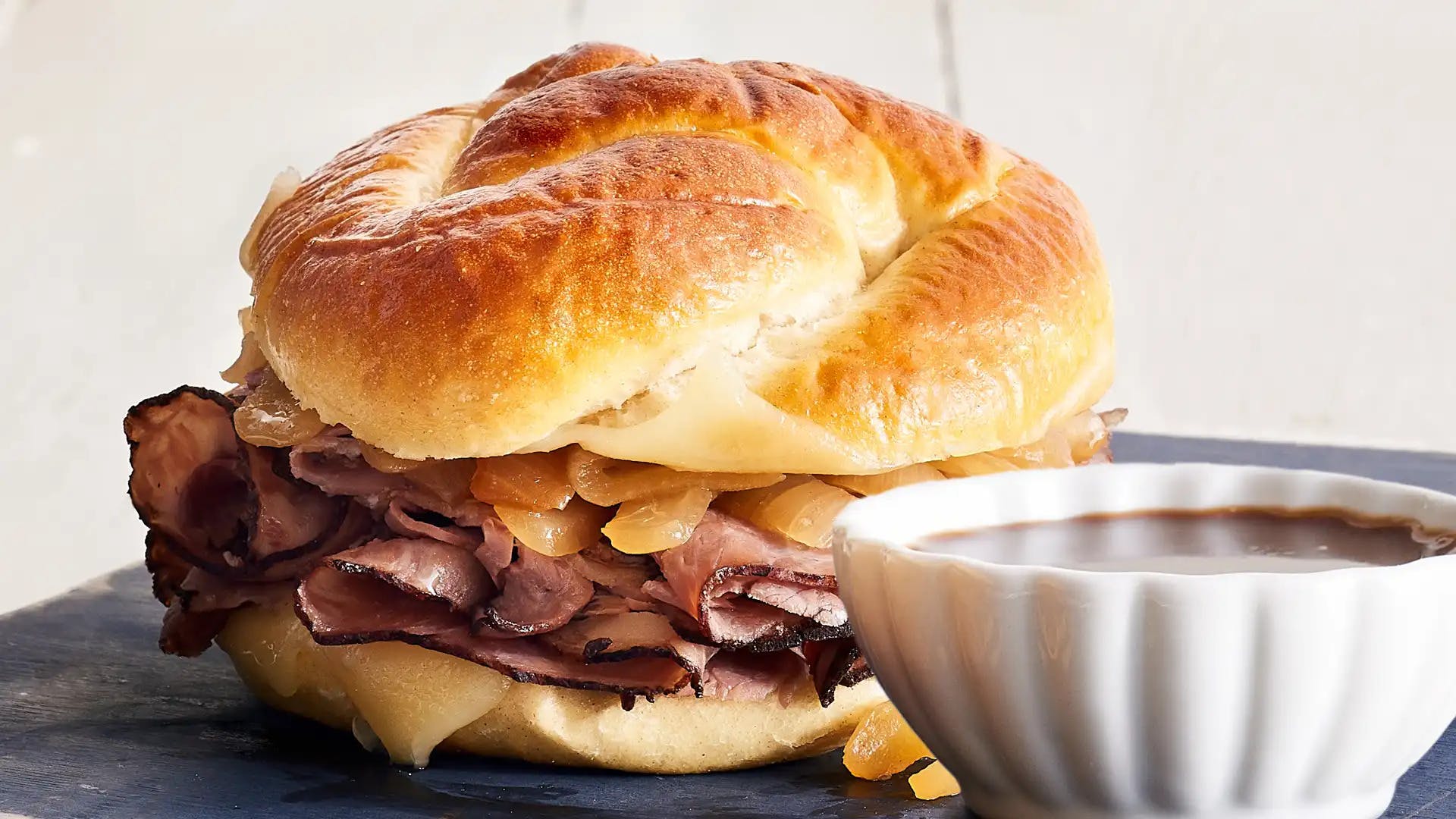 Order French Dip Sandwich - Small food online from Schlotzsky's store, Madison on bringmethat.com