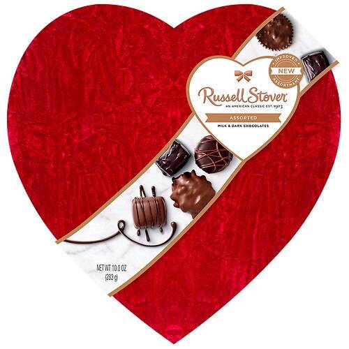 Order Russell Stover Fine Valentine Heart Chocolate - 10.0 oz food online from Walgreens store, Millville on bringmethat.com
