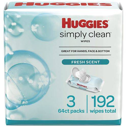Order Huggies Simply Clean Fresh Scent Wipes - 64.0 ea x 3 pack food online from Walgreens store, Houston on bringmethat.com