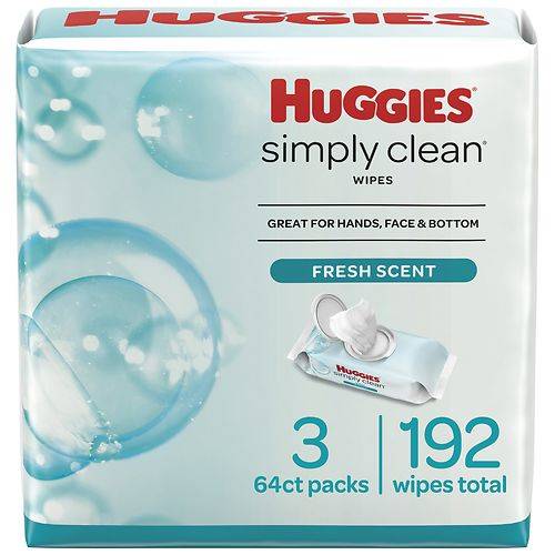 Order Huggies Simply Clean Fresh Scent Wipes - 64.0 ea x 3 pack food online from Walgreens store, FAIRBANKS on bringmethat.com