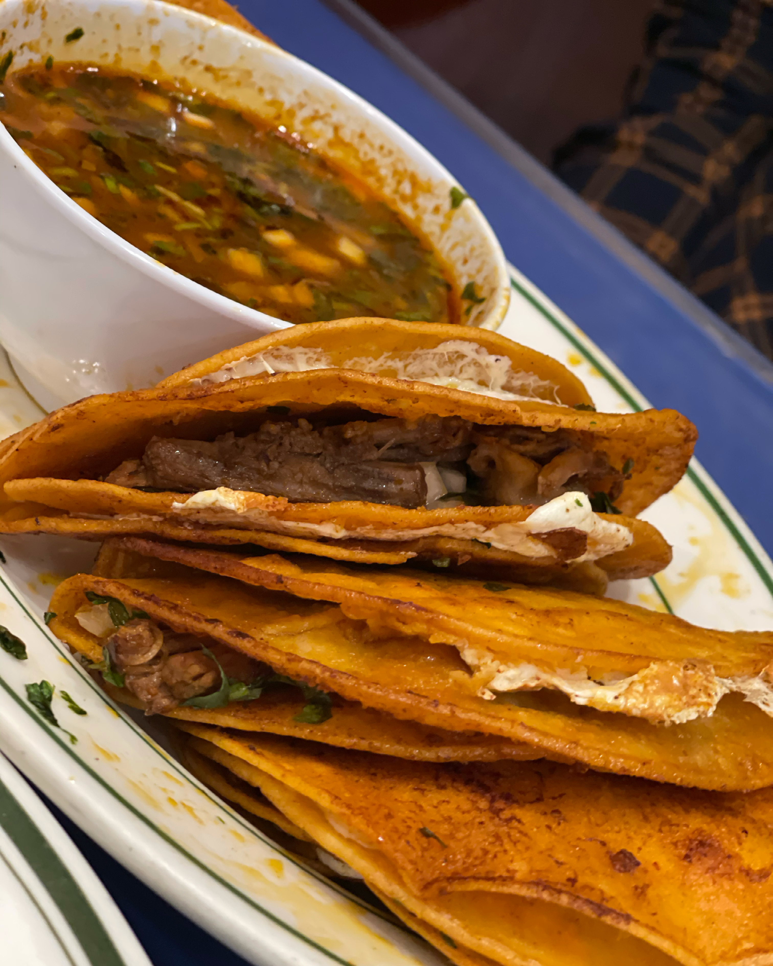 Order Tacos De Birria food online from Puebla Seafood store, Jackson Heights on bringmethat.com