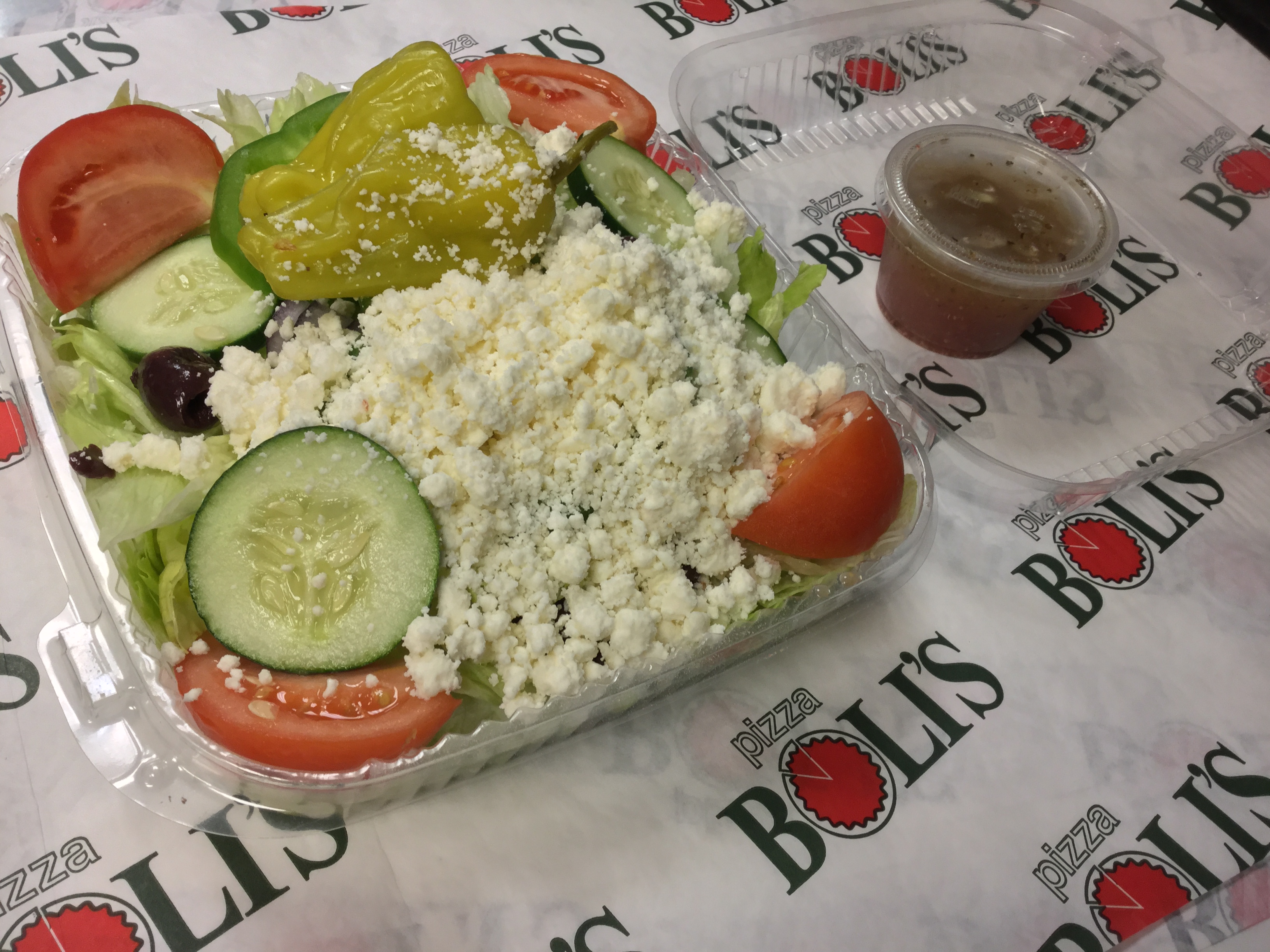 Order Greek Salad food online from Pizza Boli's store, Odenton on bringmethat.com