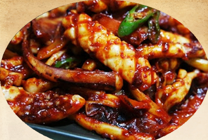 Order Spicy Squid 炒鱿鱼 오징어볶음 food online from Four Plus 3 Korean Bbq store, Eugene on bringmethat.com