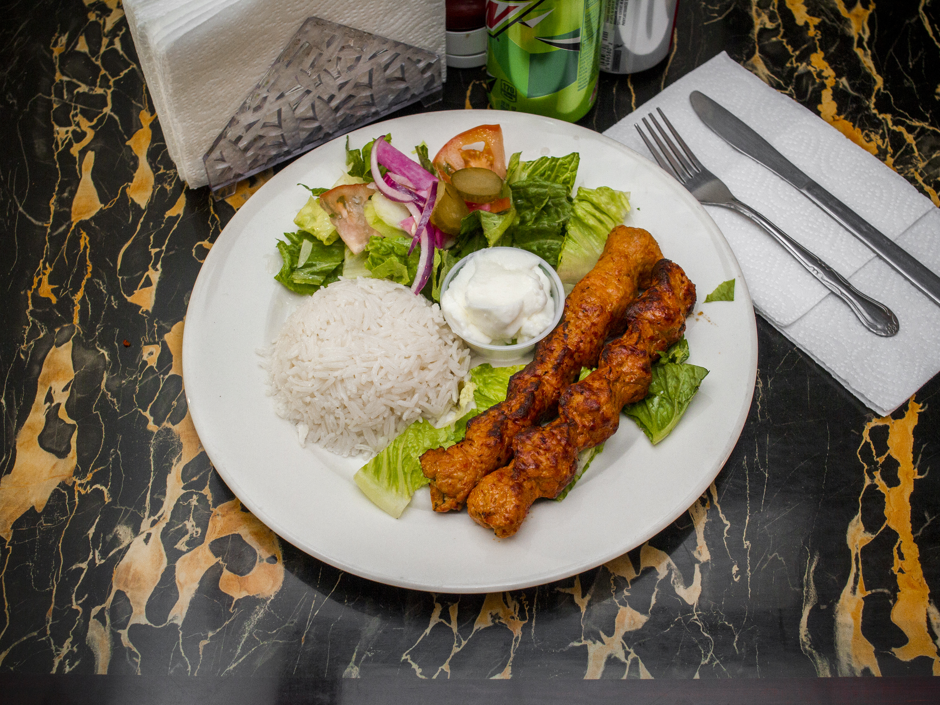 Order Chicken Kafta Platter food online from Tabouli Pizza Express store, Edgewater on bringmethat.com