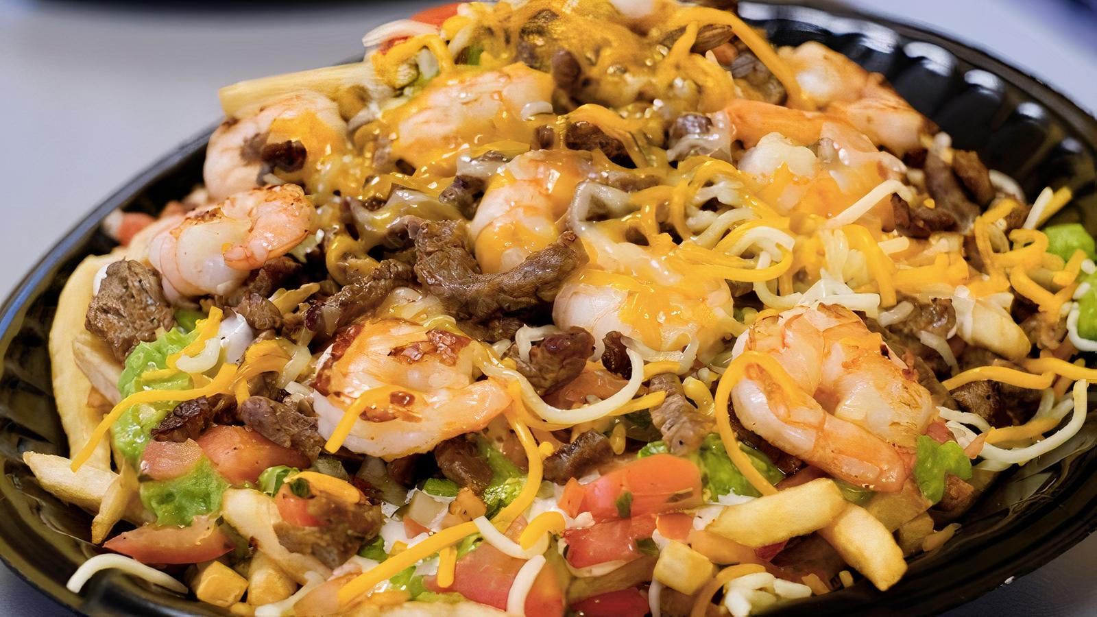 Order * Surf & Turf Fries food online from Burros & Fries store, Chula Vista on bringmethat.com