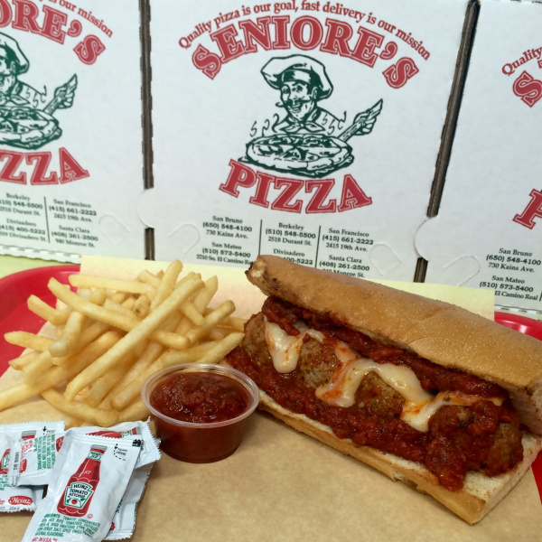 Order Meatball Sandwich food online from Seniores Pizza store, San Mateo on bringmethat.com
