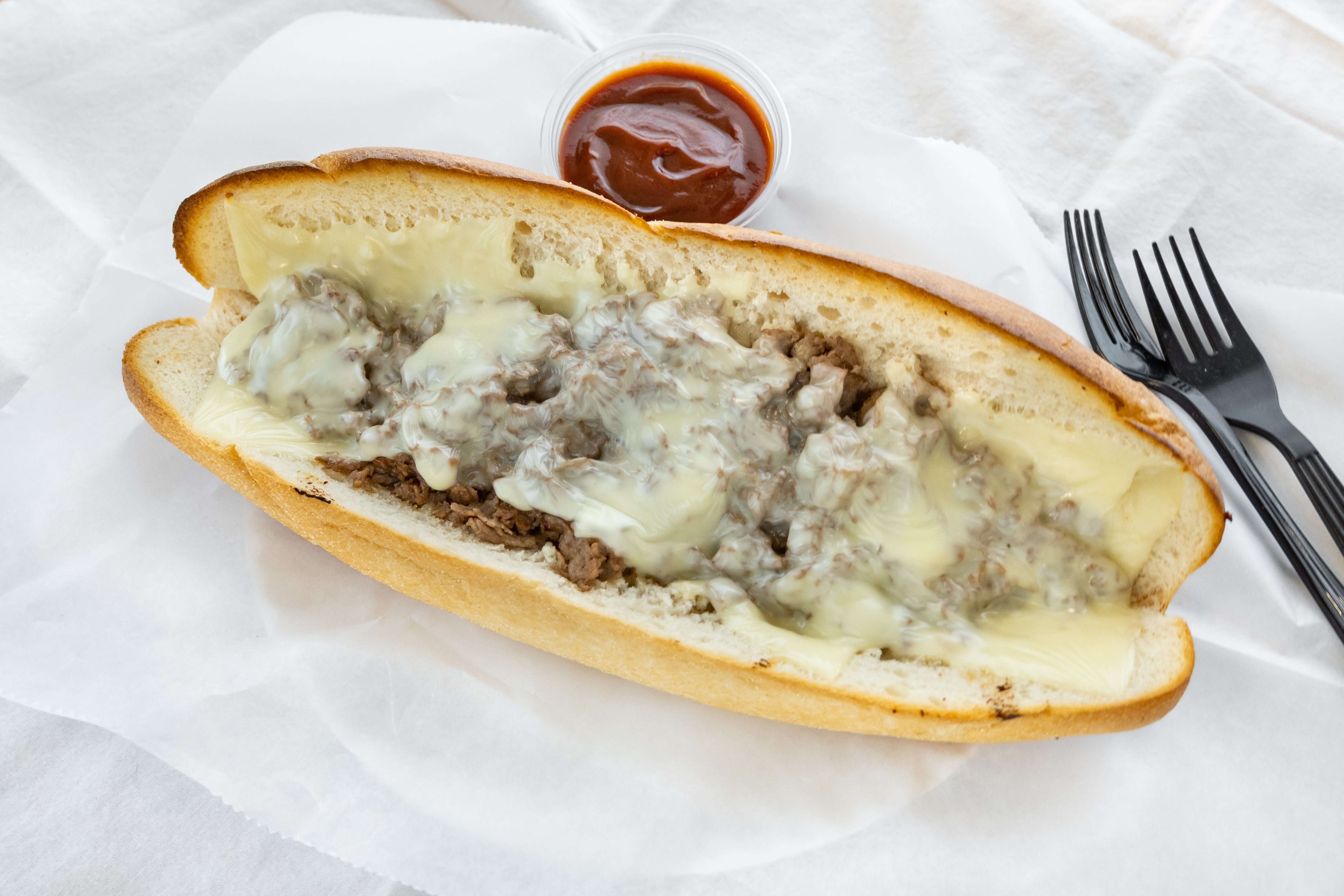 Order Cheese Steak Sandwich - 6'' Roll food online from New Tiny's Grill store, Media on bringmethat.com