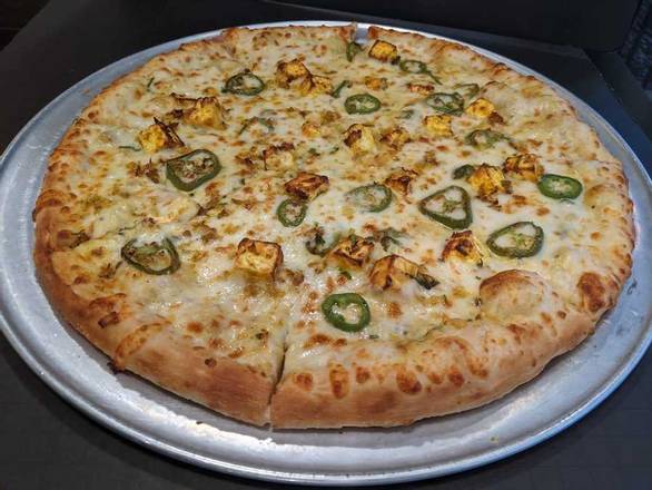 Order 14" Large Thin-Crust Coconut Paneer food online from Pizza Karma store, Eden Prarie on bringmethat.com