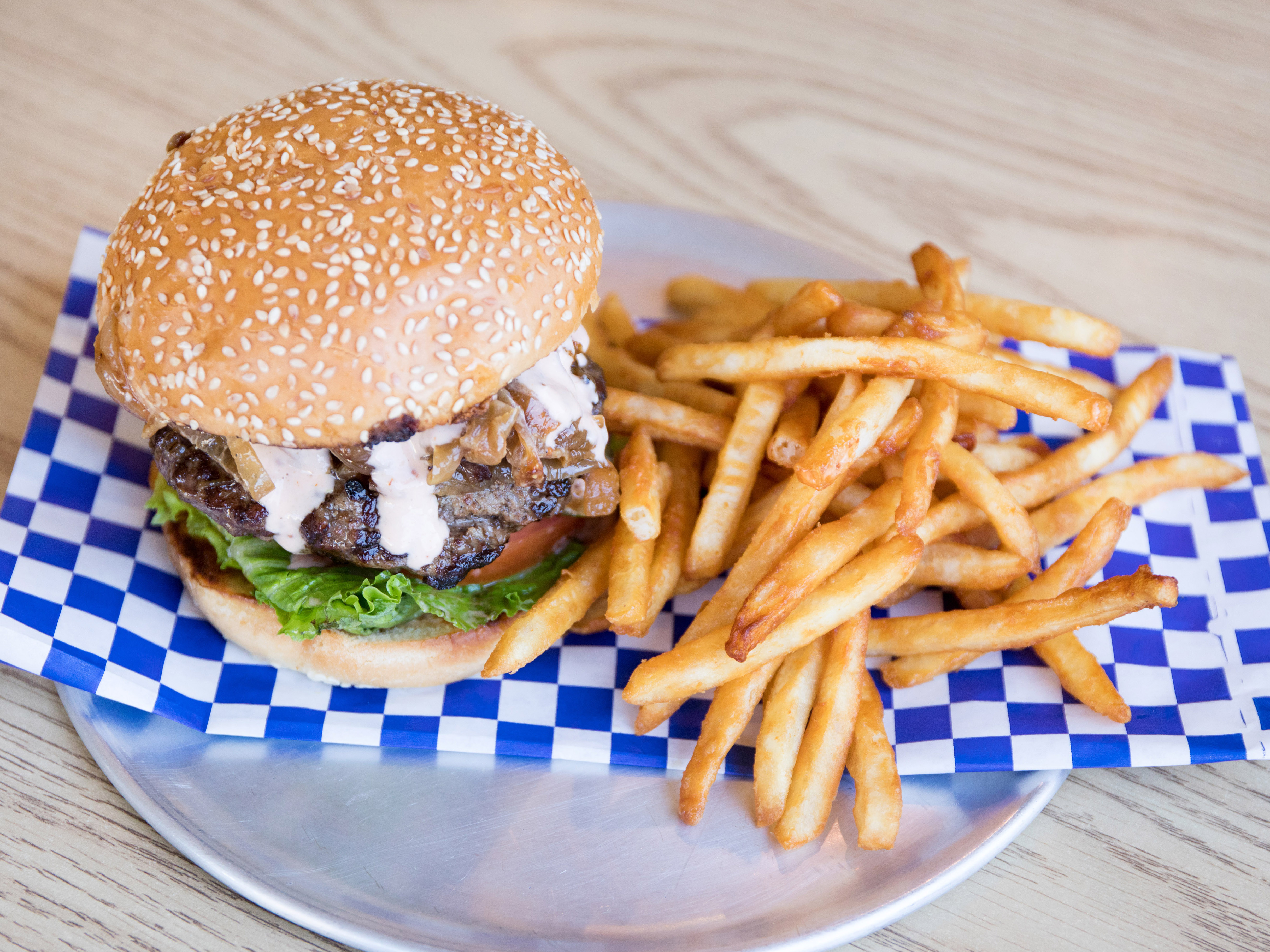 Order Blue Burger food online from Papa Mak's Burgers store, San Francisco on bringmethat.com