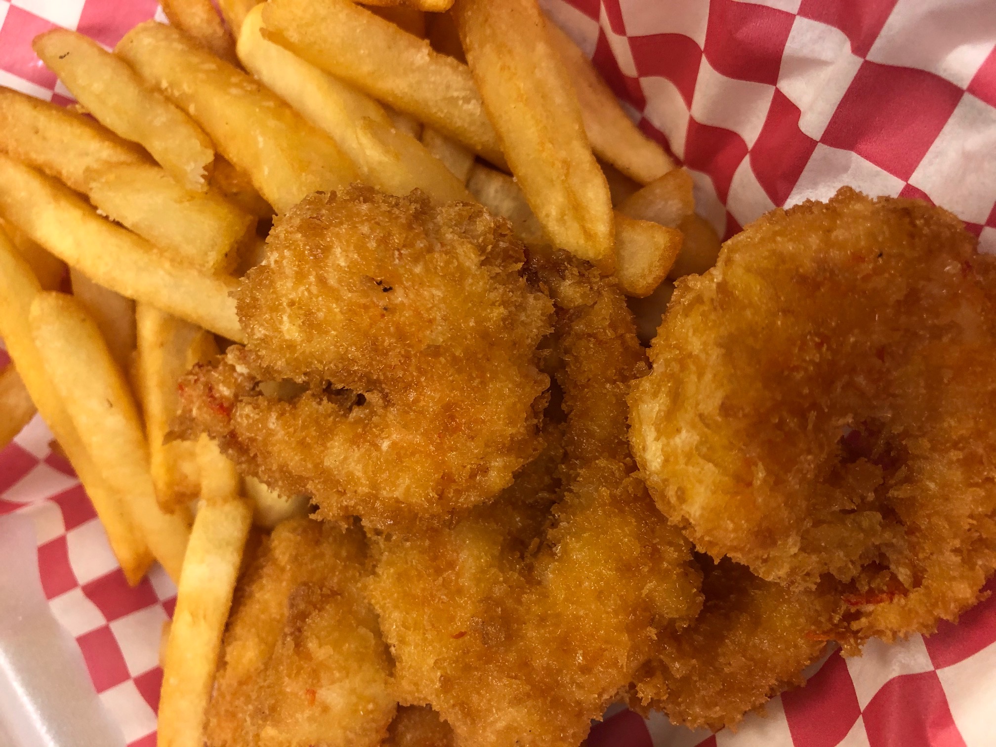 Order SE2. Fried Jumbo Shrimp w/ Fries  food online from Crazy Wok store, Houston on bringmethat.com