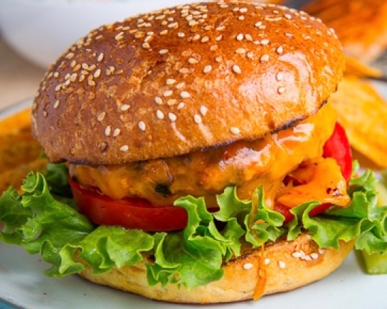 Order Buffalo Chicken Burger food online from Casa Tequila Bar & Grill store, Purcellville on bringmethat.com