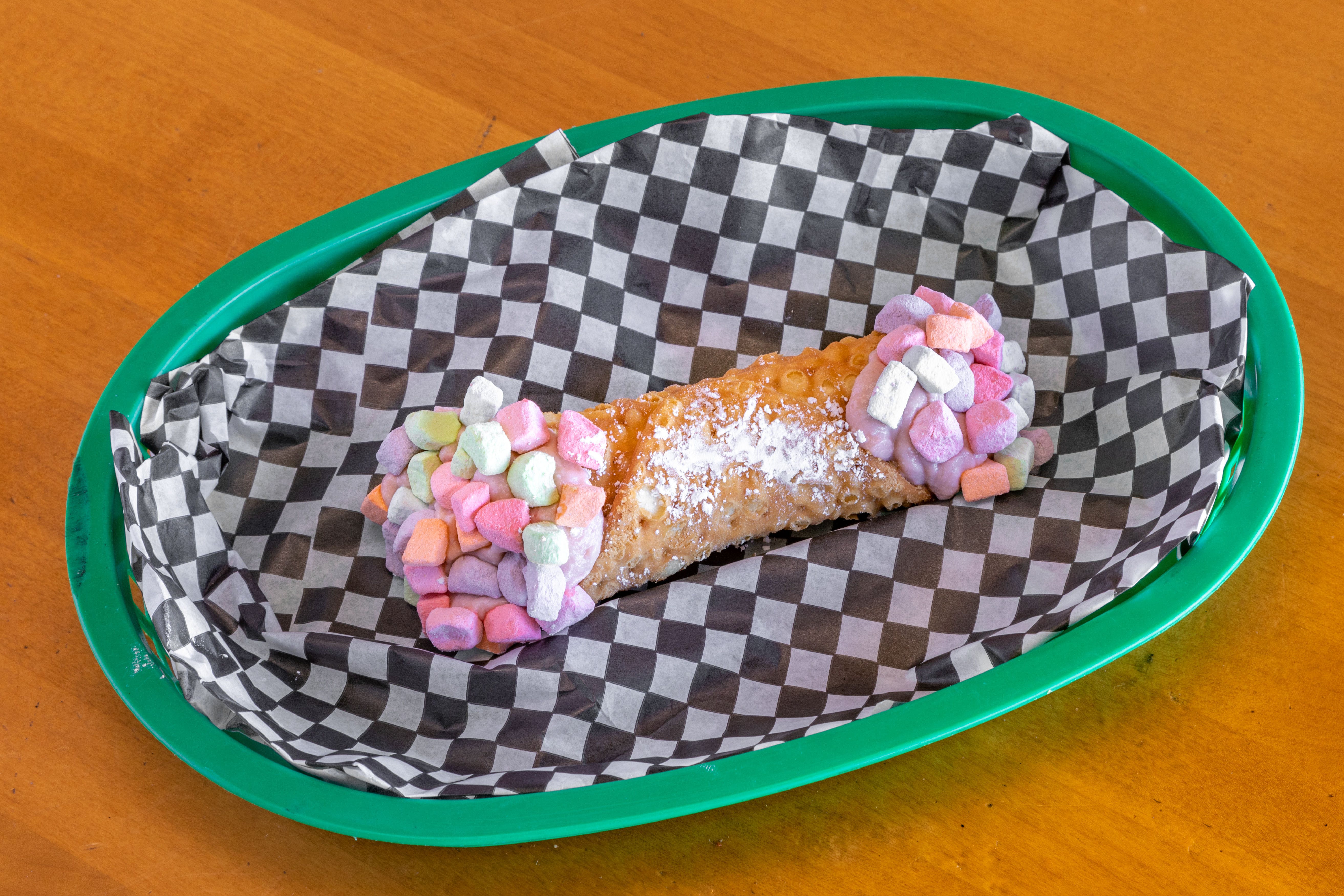 Order Lucky Charm Marshmallow Cannoli - Dessert food online from Paradise Valley Pizza store, Phoenix on bringmethat.com
