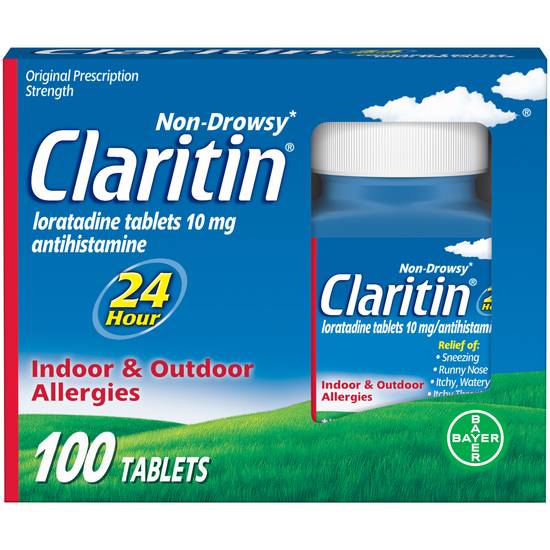 Order Claritin 24 Hour Allergy Medicine Non Drowsy Loratadine Antihistamine Tablets 10 mg (1 ct) food online from Rite Aid store, Monongahela on bringmethat.com
