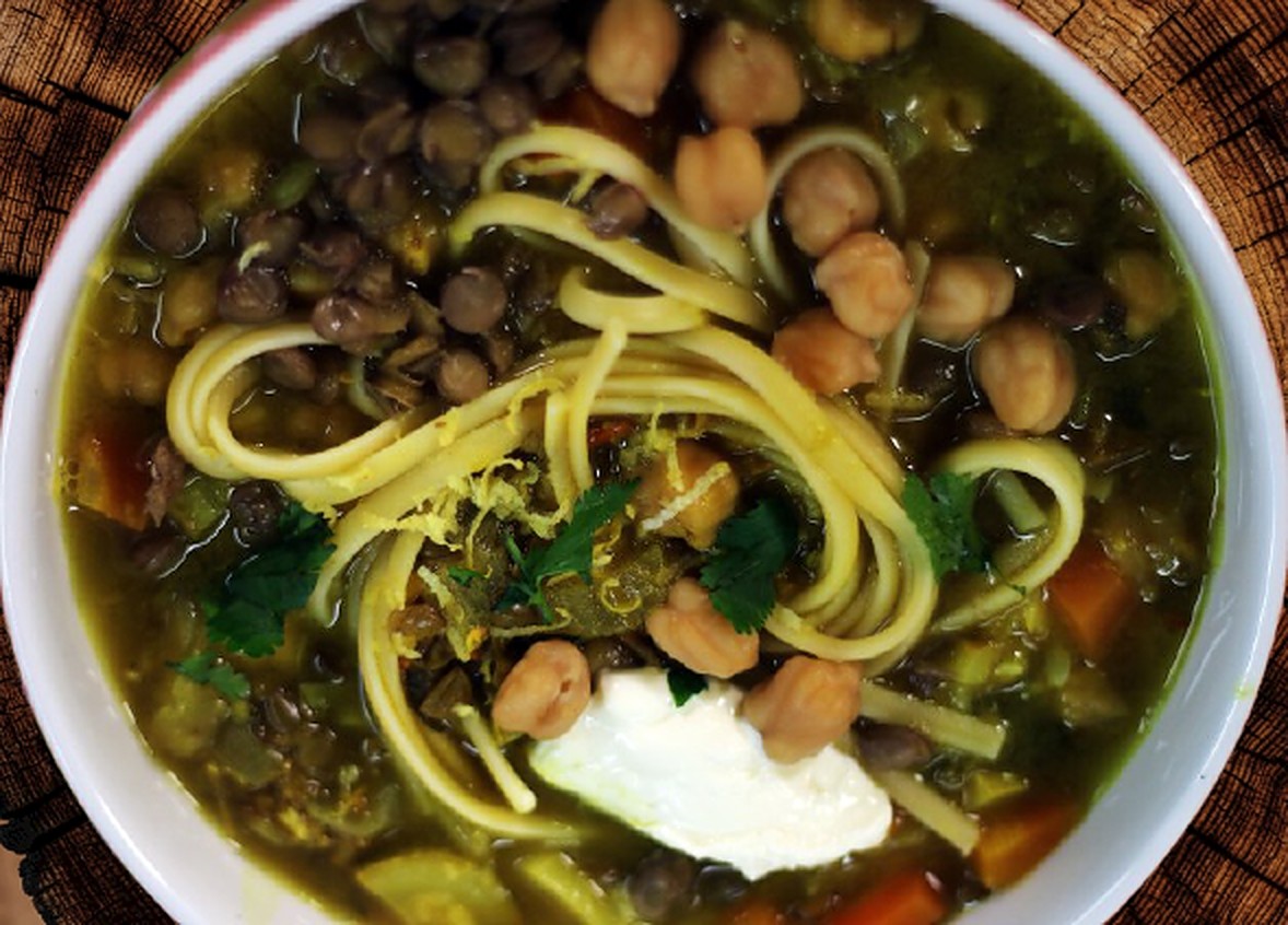 Order V-Noodles Soup آش رشته  food online from Kourosh Restaurant store, Woodland Hills on bringmethat.com