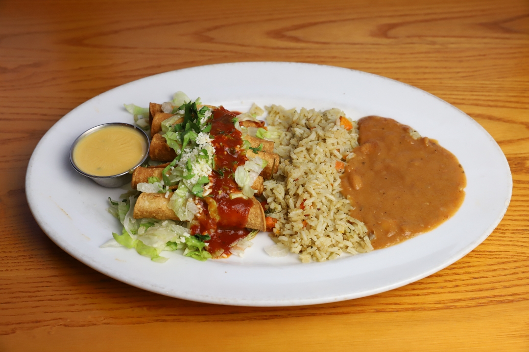 Order Taquitos Chicken Deluxe food online from Roja Mexican Grill store, Omaha on bringmethat.com