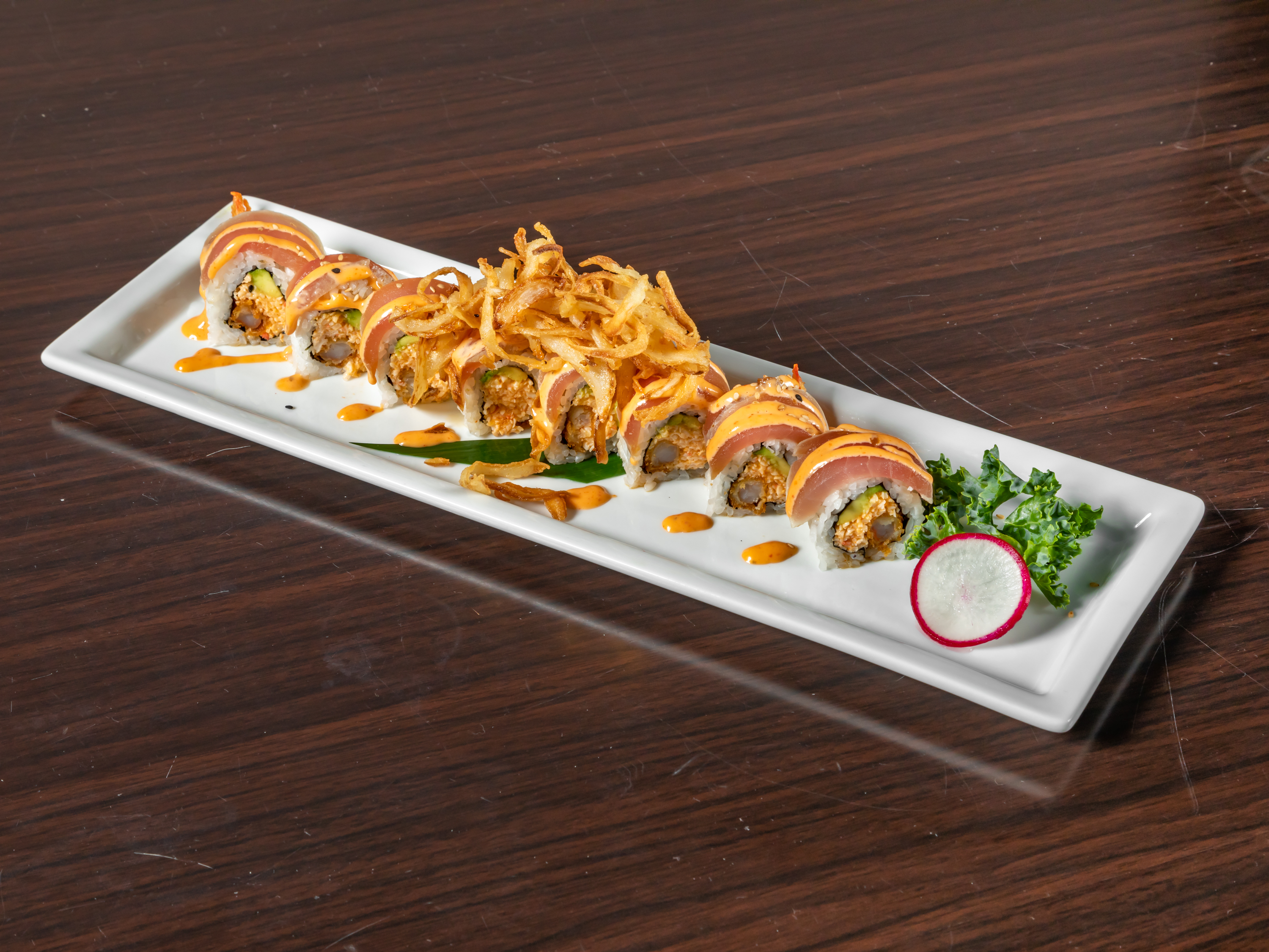 Order Albacore Train Roll food online from Hotto Sushi store, Orange on bringmethat.com