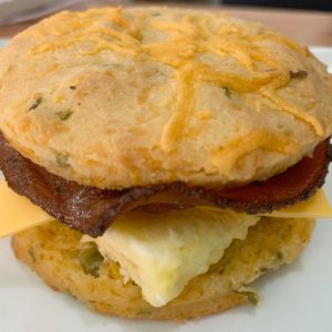 Order Low Jalapeño Cheddar Sandwiches Carb Bacon Egg and Cheese Biscuit food online from Health Prep Meals store, Weslaco on bringmethat.com