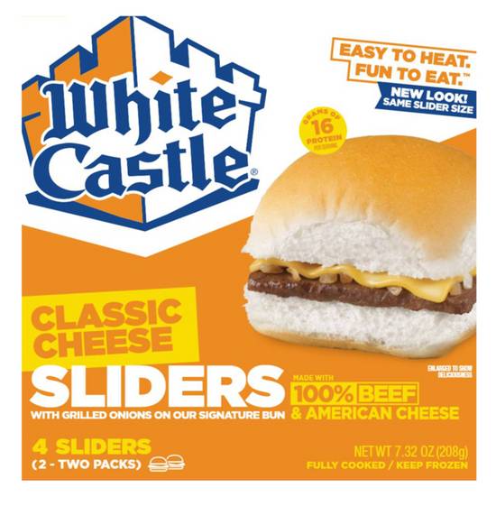 Order White Castle Frozen Classic Cheeseburger Sliders 4ct 7.3oz food online from Everyday Needs by Gopuff store, Stamford on bringmethat.com