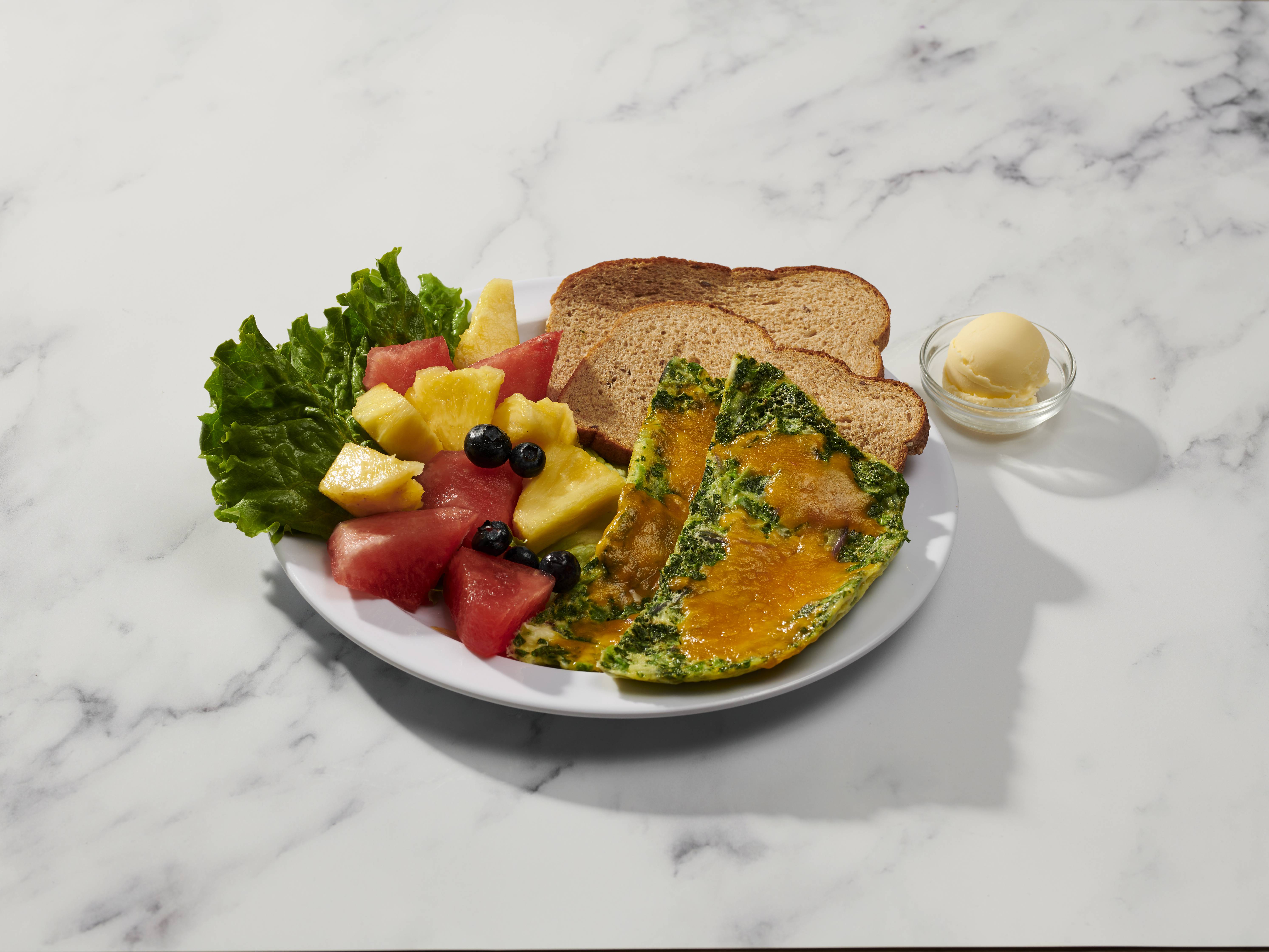 Order Spinach and Cheese Omelet food online from Zooza Cafe store, Thousand Oaks on bringmethat.com
