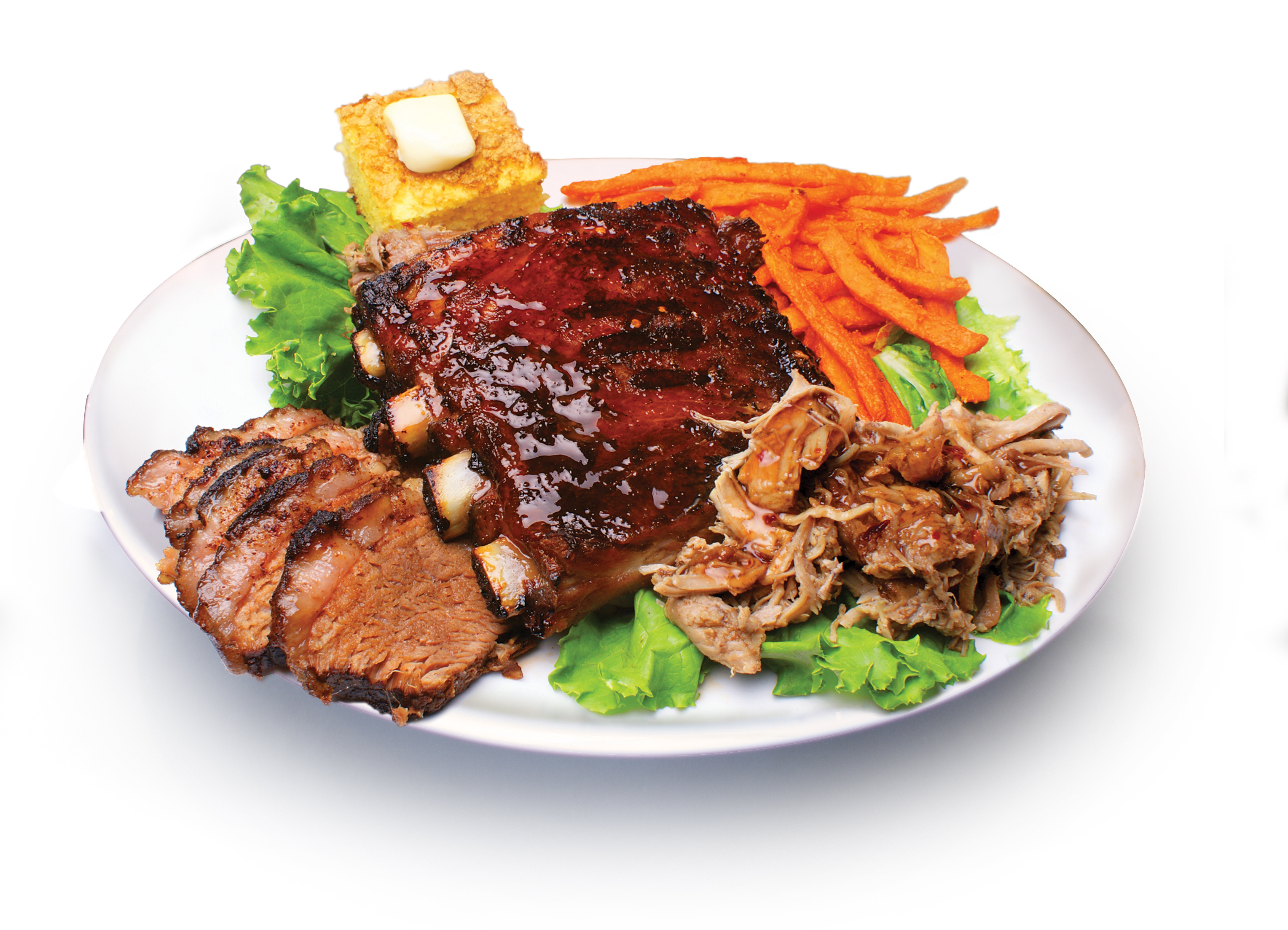 Order Ribs, Pulled Pork & Brisket Combou food online from Double Wide Grill store, Pittsburgh on bringmethat.com