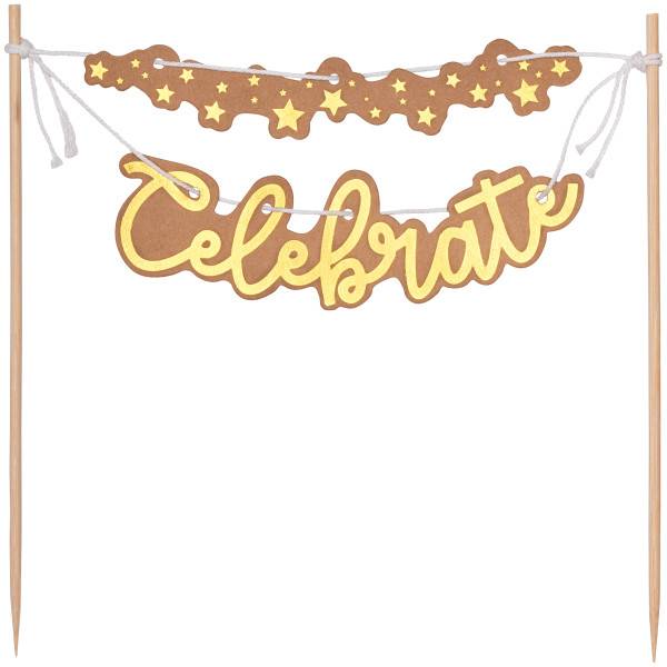 Order "Celebrate" cake topper (nonedible) food online from La Patisserie store, Cupertino on bringmethat.com