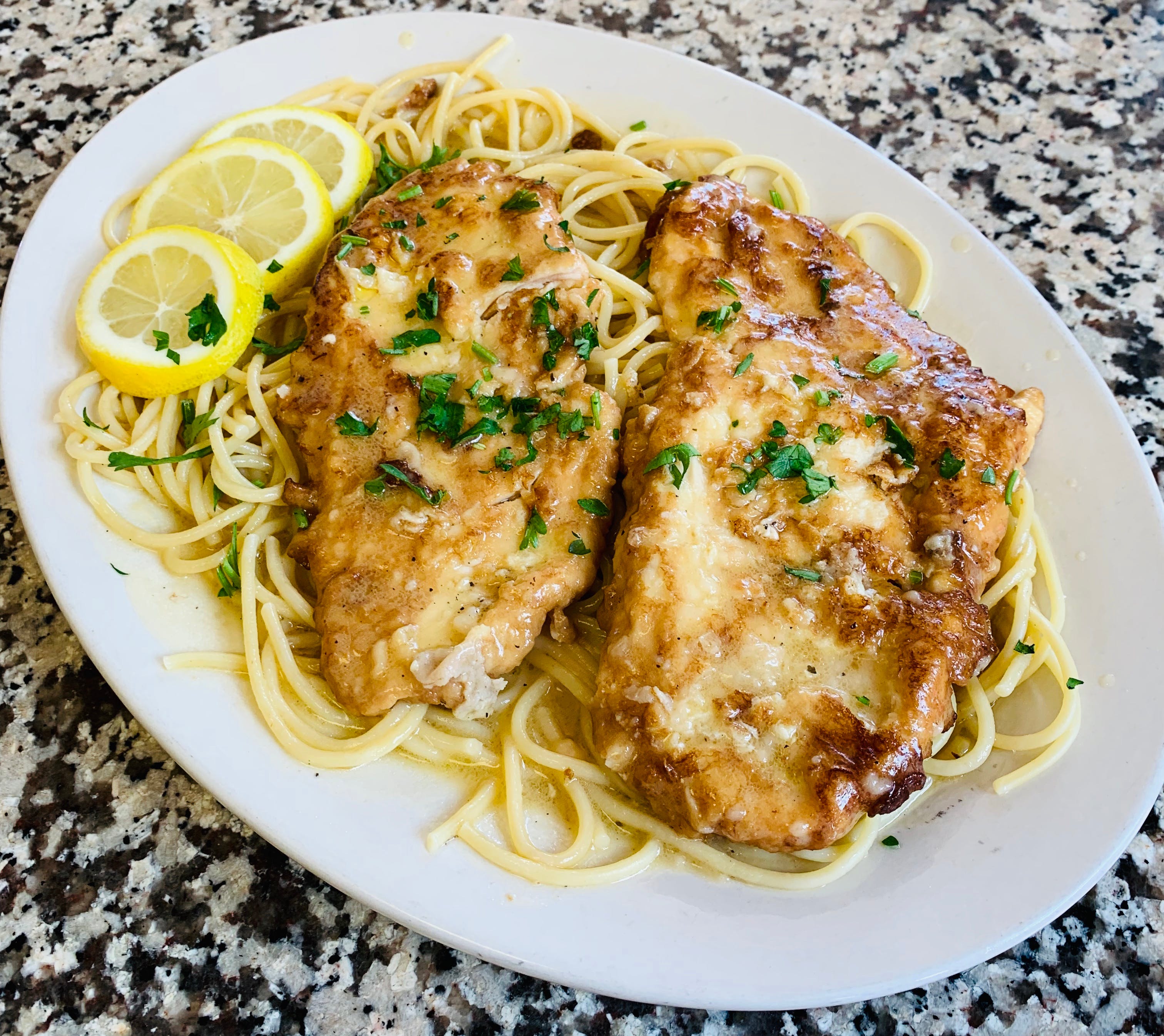 Order Chicken Francese - Entree food online from Nonna Rosa Pizzeria store, Bridgeport on bringmethat.com