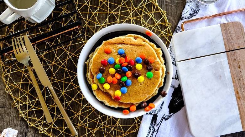 Order M & M Pancakes food online from Apple Fritter store, San Mateo on bringmethat.com