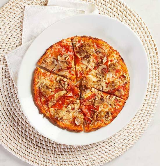 Order GLUTEN-FREE KIDS MUSHROOM PEPPERONI SAUSAGE PIZZA food online from California Pizza Kitchen store, King of Prussia on bringmethat.com
