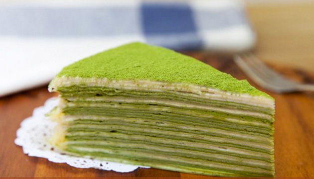 Order Green Tea Mille Crepe Cake food online from Jade Tree Asian Bistro store, Providence on bringmethat.com