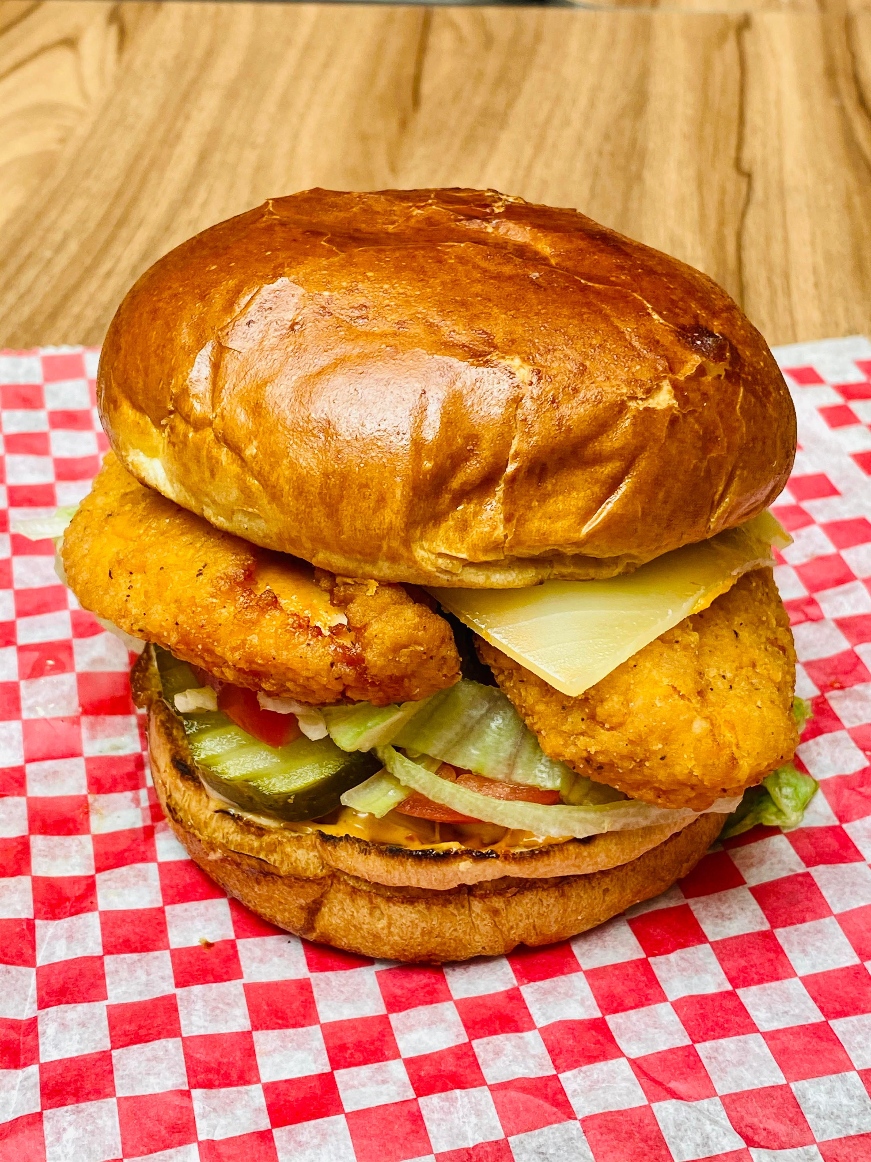 Order The Spicy Fried Chicken Sandwich food online from Michael Grill & Salad Bar store, Highland Park on bringmethat.com