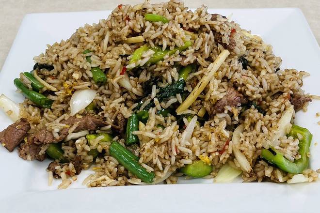 Order Basil Fried Rice food online from Thong's Authentic Thai Restaurant store, Green Bay on bringmethat.com
