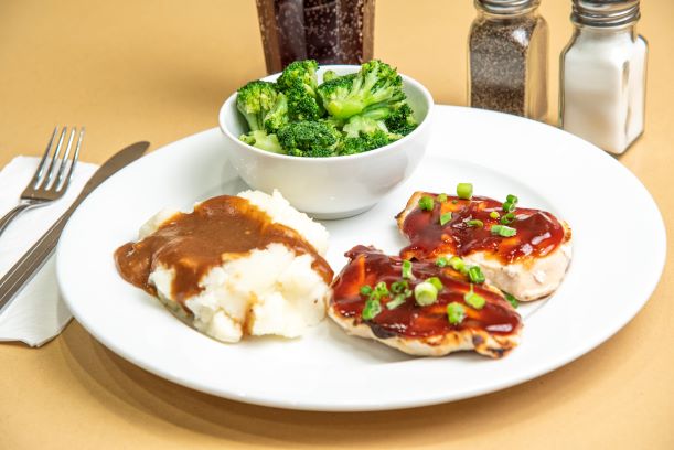 Order Char-Grilled with BBQ Chicken Dinner food online from Newport Creamery store, Providence on bringmethat.com