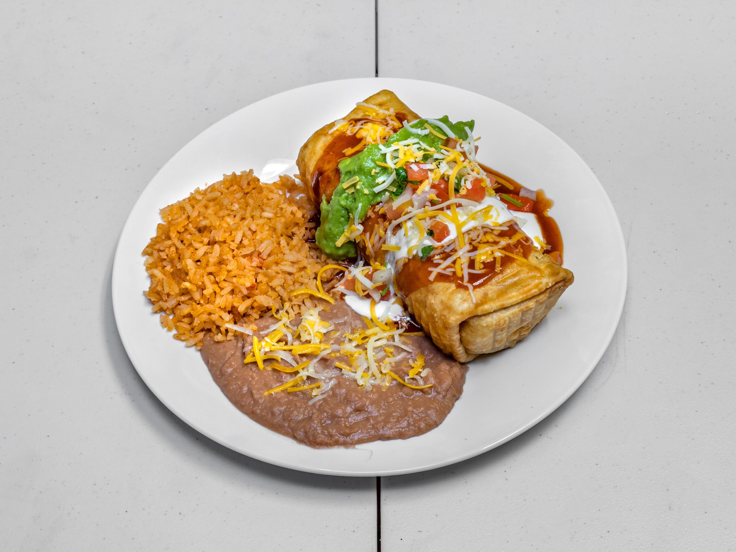 Order 19. Chimichanga Combo Plate food online from Adalberto Mexican store, Scottsdale on bringmethat.com