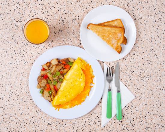 Order Cheese Omelette food online from Lucky's Breakfast Diner store, Quincy on bringmethat.com