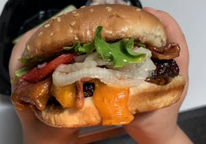 Order Lumber Jack Burger food online from Cafe 50's (west la) store, Los Angeles on bringmethat.com