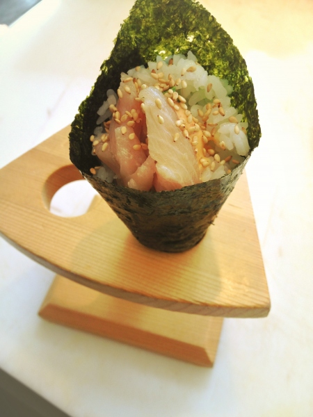 Order 1253. Spicy Hamachi Hand Roll food online from Yama Sushi Restaurant store, San Francisco on bringmethat.com