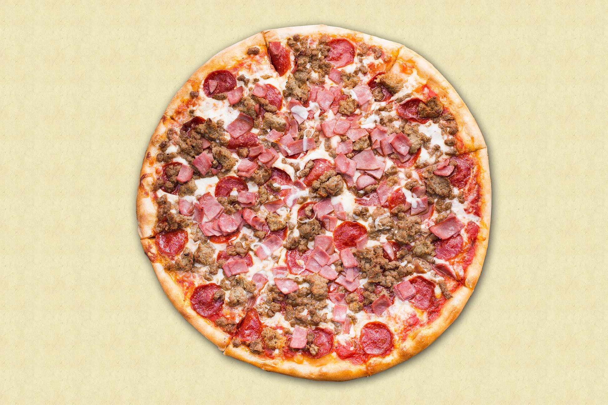 Order Meat Lover's Pizza - Medium 12" (6 Slices) food online from Pizza Bella store, Albany on bringmethat.com